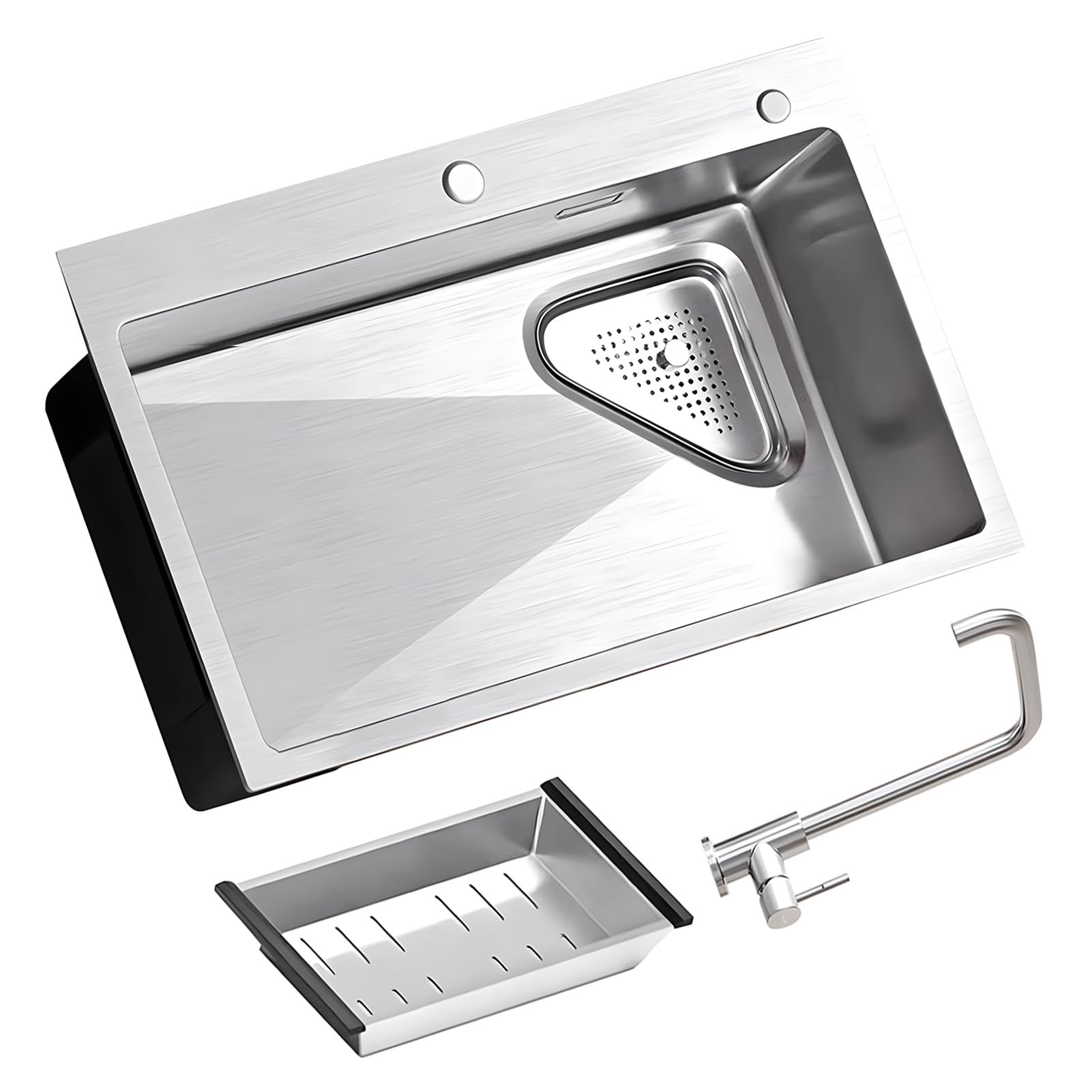 ZQFHSX Single Bowl Kitchen Sinks 304 Stainless Steel Bar with Drain Top Mount Or Undermount (Color : A, Size 55x45x21cm)