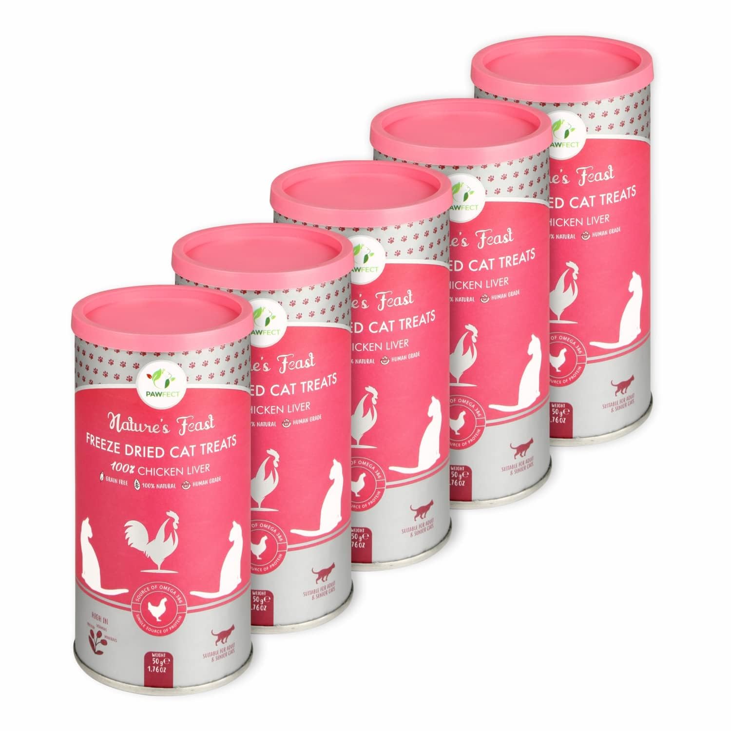 Pawfect Natures Feast Freeze Dried Cat Treats | 100% Natural Chicken Liver Treat | Single Ingredient | Grain Free | Training Treat | Food Topper for Cats - Pack of 5 (250g/8.81oz) (B09RMTRGMN) Amazon Price History, Amazon Price Tracker