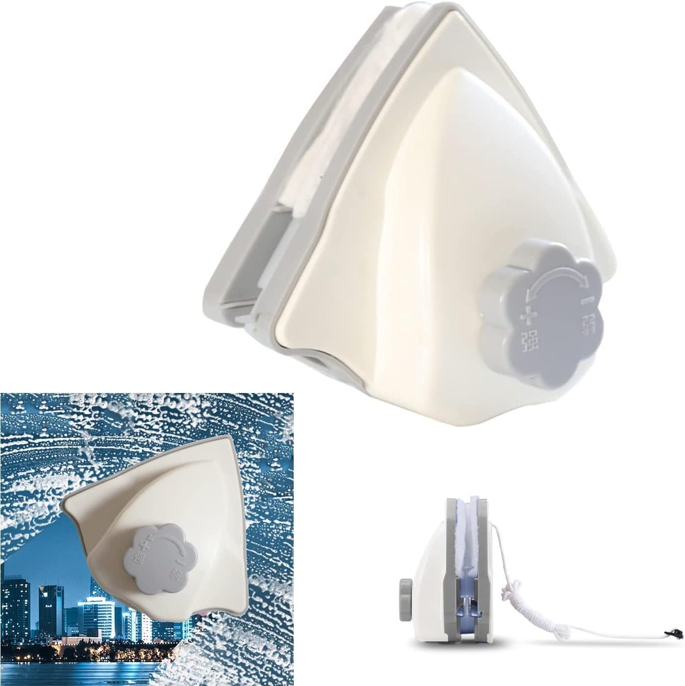 Hooha Magnetischer Fensterreiniger für 3-35mm Fenster Water-Filled Fensterputzer Doppelseiten Magnetisch Professionell Fensterwischer Enthält insgesamt 30 Schwämme (Regulierbarer Magnetische 3-26mm)