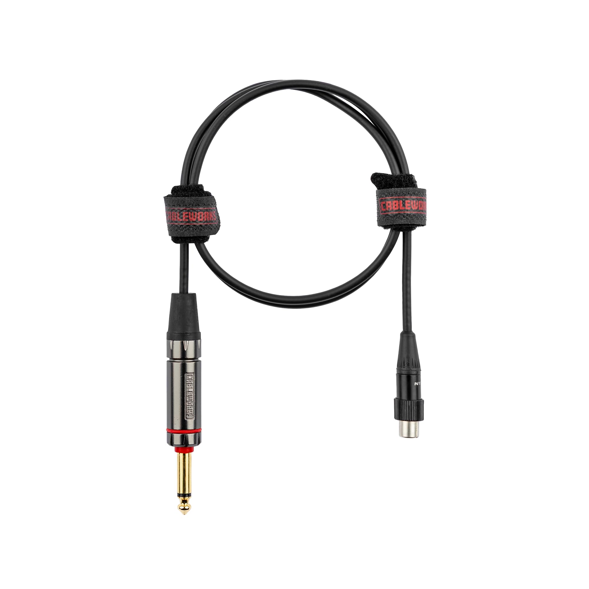 Cableworks by Gator Cases Headliner Series - Cable de instrumento recto de 3 pies de 1/4 pulgadas con interruptor silencioso a TA4F para transmisor inalámbrico de mochila, (GCWH-TA4F-3QT)