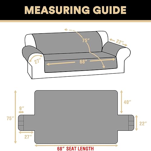 Miniatura 2 de PrinceDeco Fundas 100% impermeables para sofá de 3 cojines, fundas de sofá modernas con correas elásticas, protector de muebles grueso y suave, apto