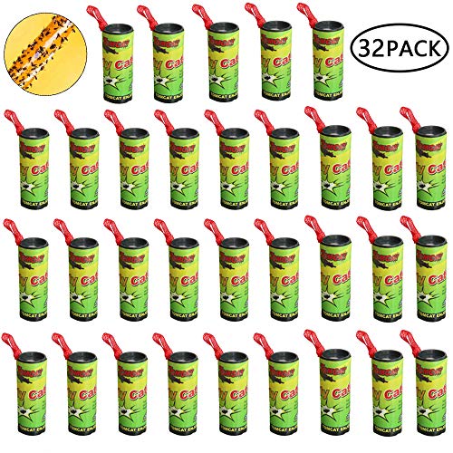 Preisvergleich Produktbild Binen 32 Pcs Fliegenfänger Leimrollen Fliegenfalle Insektenfalle, 2020 Upgrade super klebrige Fliegenfänger fly trap, Einweg ungiftig Fruchtfliegenfalle, Mückenfänger für Haus, Küche, Bauernhof, Müll