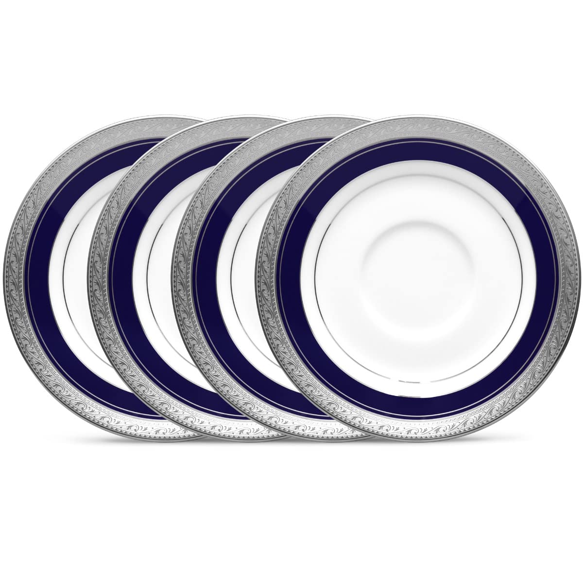 Noritake Crestwood Cobalt Platinum Set of 4 Saucers, 6