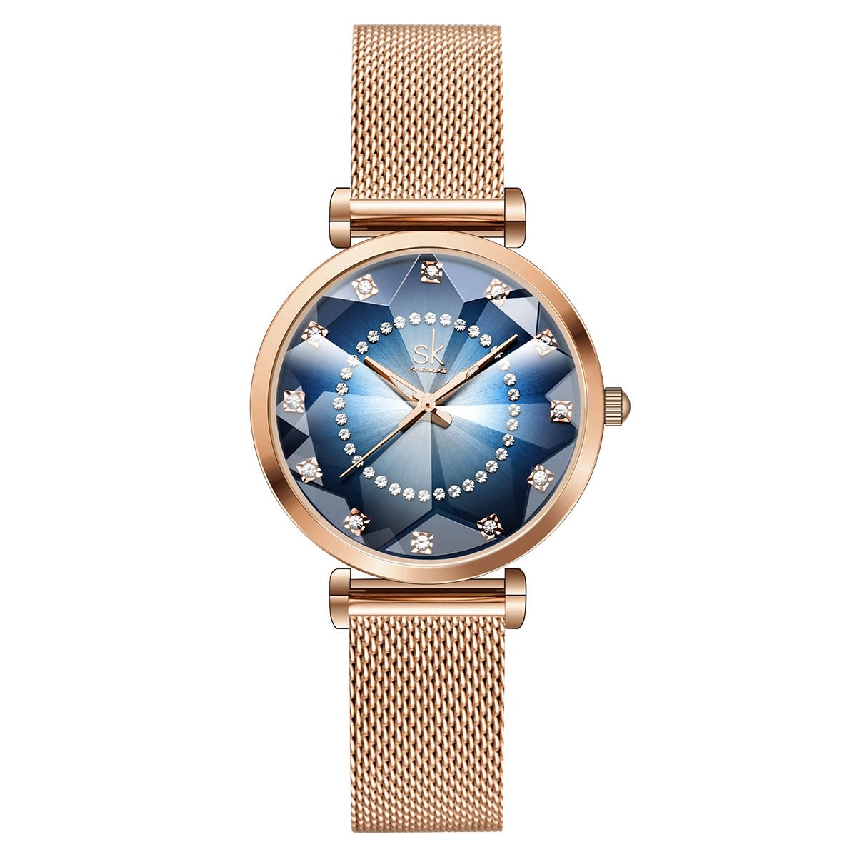 SHENGKE Creative Starry Star Women Watch with Stainless Steel Mesh Band Genuine Leather Elegant Women Watches (Shell Dial-Mesh Band-Rosegold) (B07YQ7YSCY) Amazon Price History, Amazon Price Tracker