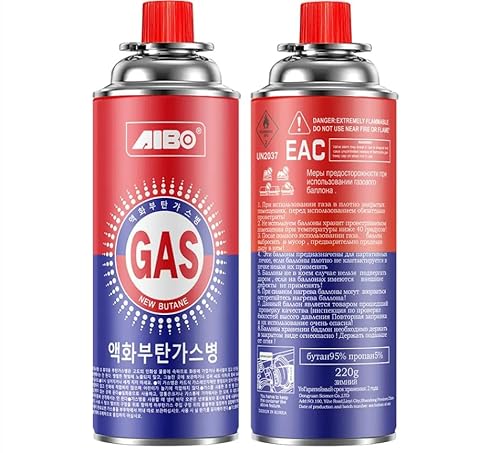 خرطوشة غاز للتخييم 220 مل – عبوة 2 قطعة، غاز بوتان للمواقد ا...