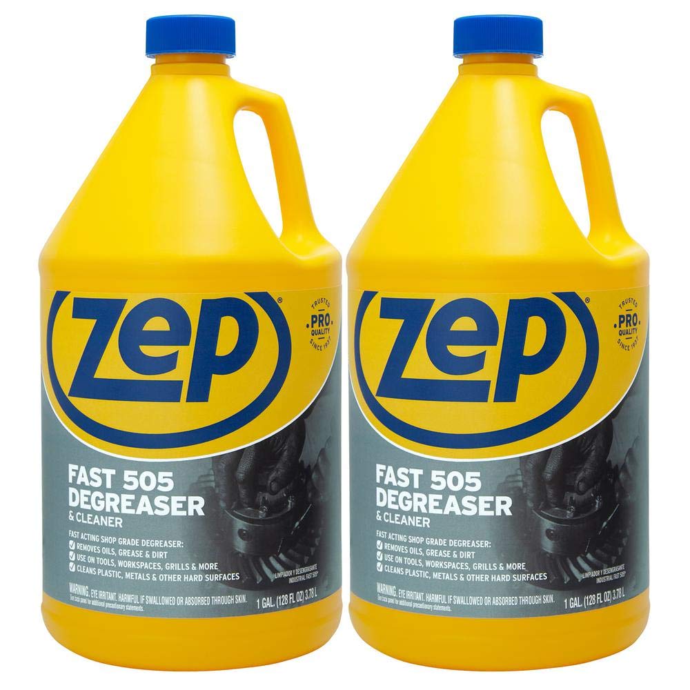 Zep Fast 505 Cleaner and Degreaser - 1 Gallon (Case of 2) ZU5051282 - Fast Acting Degreaser, Removes Oil, Grease, and Dirt from Tools, Decks, Grills, Plastic, and Even Grease-Stained Laundry