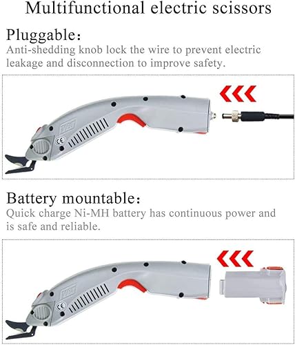 Miniatura 3 de MXBAOHENG Wbt-1 Tijeras eléctricas portátiles recargables y enchufables Tijeras eléctricas inalámbricas con 2 baterías y cuchillas para cartón,