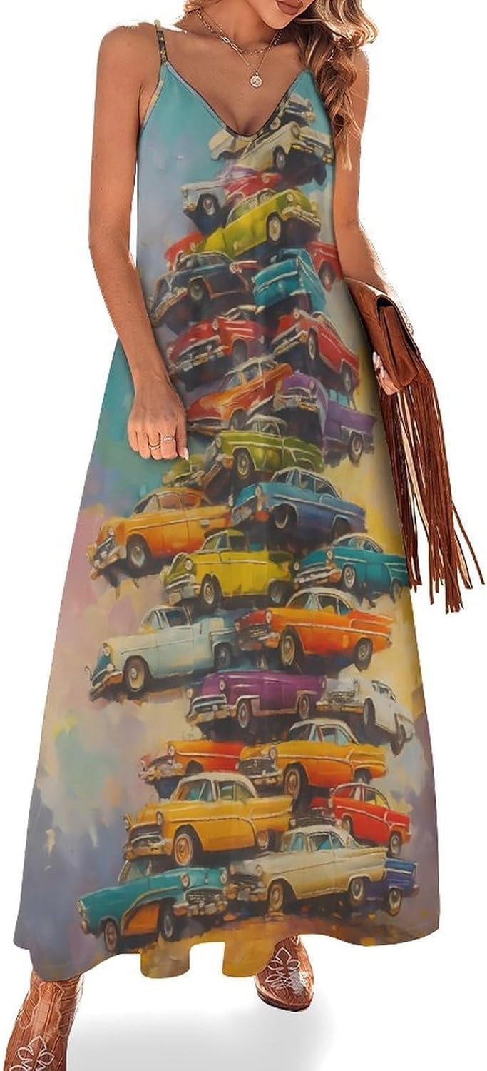 Skull, Butterfly, Hummingbird and Floral Women's Summer Maxi Dress Fashion Casual Fun V-Neck Sleeveless Sexy