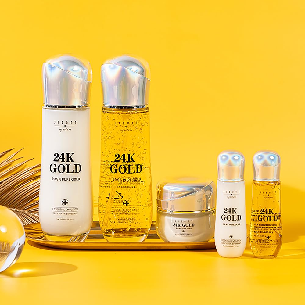 24Kゴールド スキンケアセット Amazon.com : Jigott Signature 24K Gold Essential Skin Care 3 Set