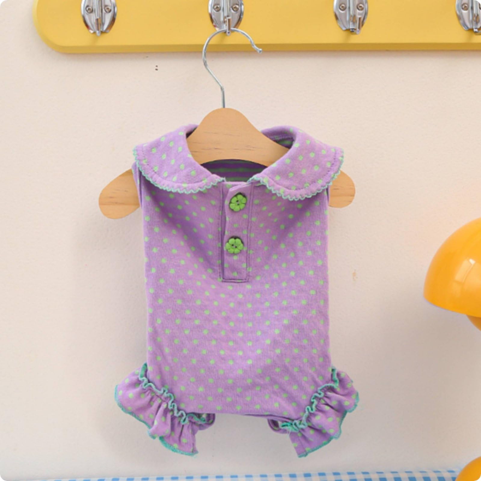 Cotton Bodysuit Tier Overall Kleid Jumpsuit Anzug mit Kragen Rüschen Knöpfen Ganzkörper Schutz Geschmeidig Leicht zu Tragen Frei Beweglich für Geburtstage Partys, Purple, L