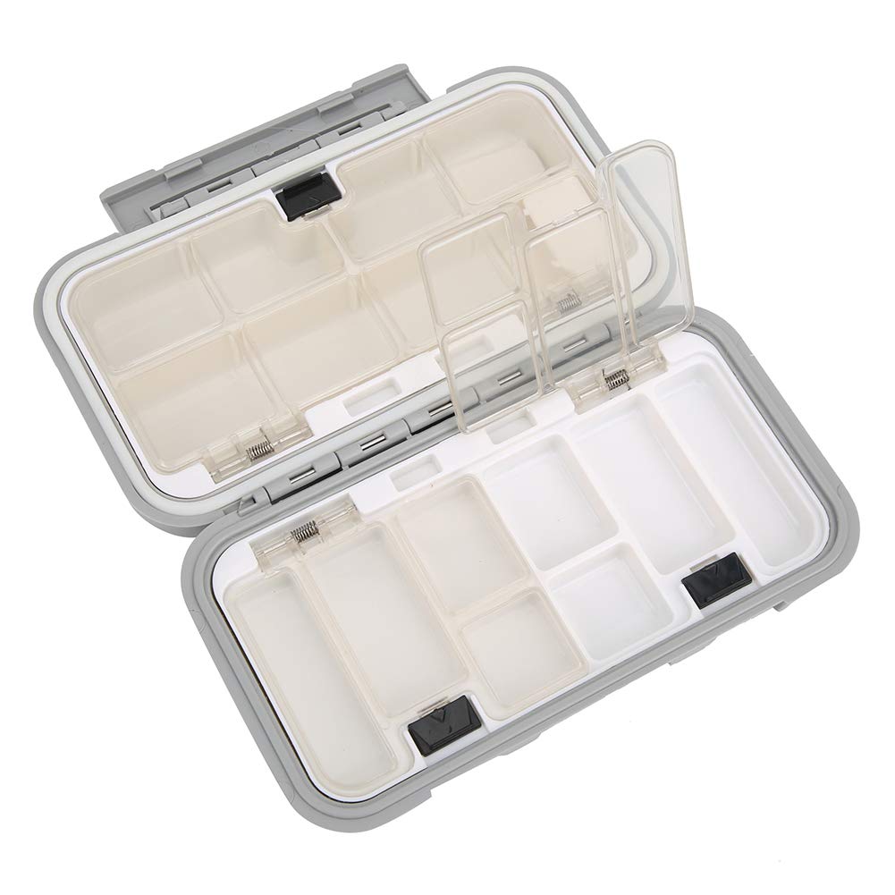 Jelquix Portable Fishing Tackle Box with Movable Compartments Versatile Storage Case for Anglers ABS 16x9x5cm (Grey)
