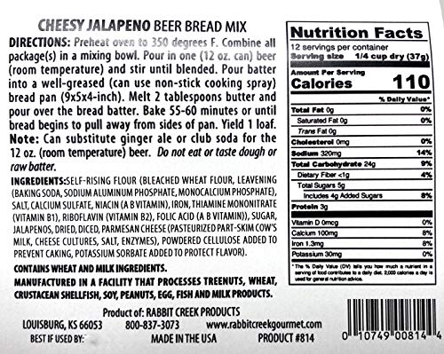 Rabbit Creek Beer Bread Mix Variety Pack of 3 – Cheesy Jalapeno, Cheddar Bacon & Cheesy Garlic Beer Bread Mix