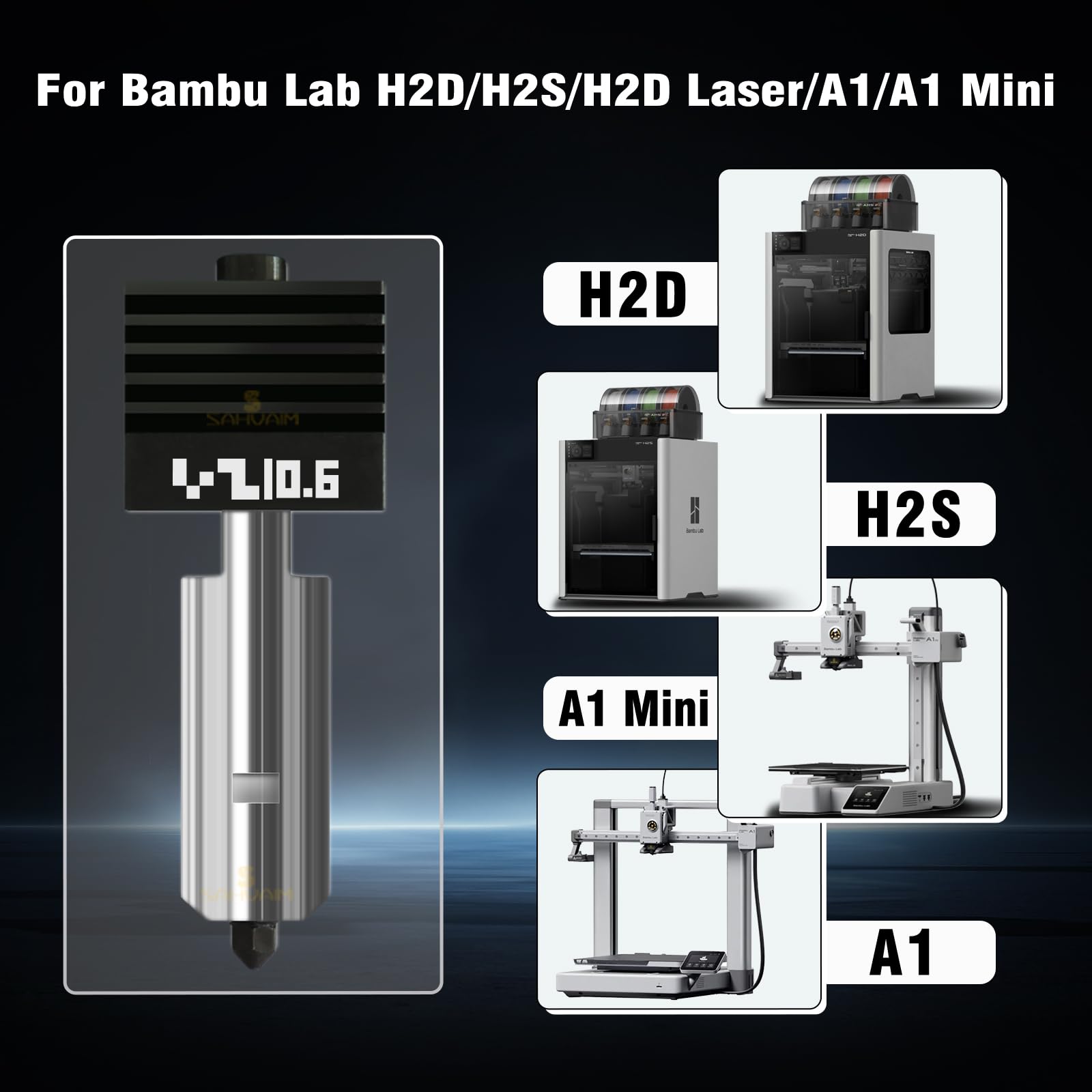 Sahvaim Upgraded 0.6mm H2D Hotend Kit for Bambu Lab H2D Combo/AMS