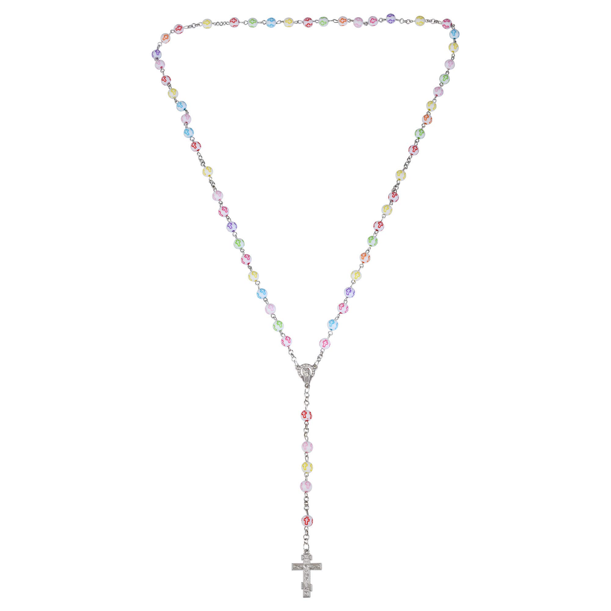 Ceramic Colourful Cross Engraved Beads Christian Rosary Prayer Bead Mala (RBKL7706)-image-6