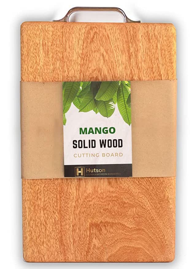 Image of Hutson Mango Wood Cutting Board Large 40 x 26 cm with Handle - Heavy Duty Wooden Chopping Board