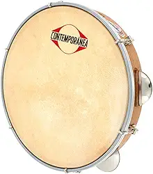 Pandeiro Contemporânea 10" Madeira Pele Couro Cromado 20c