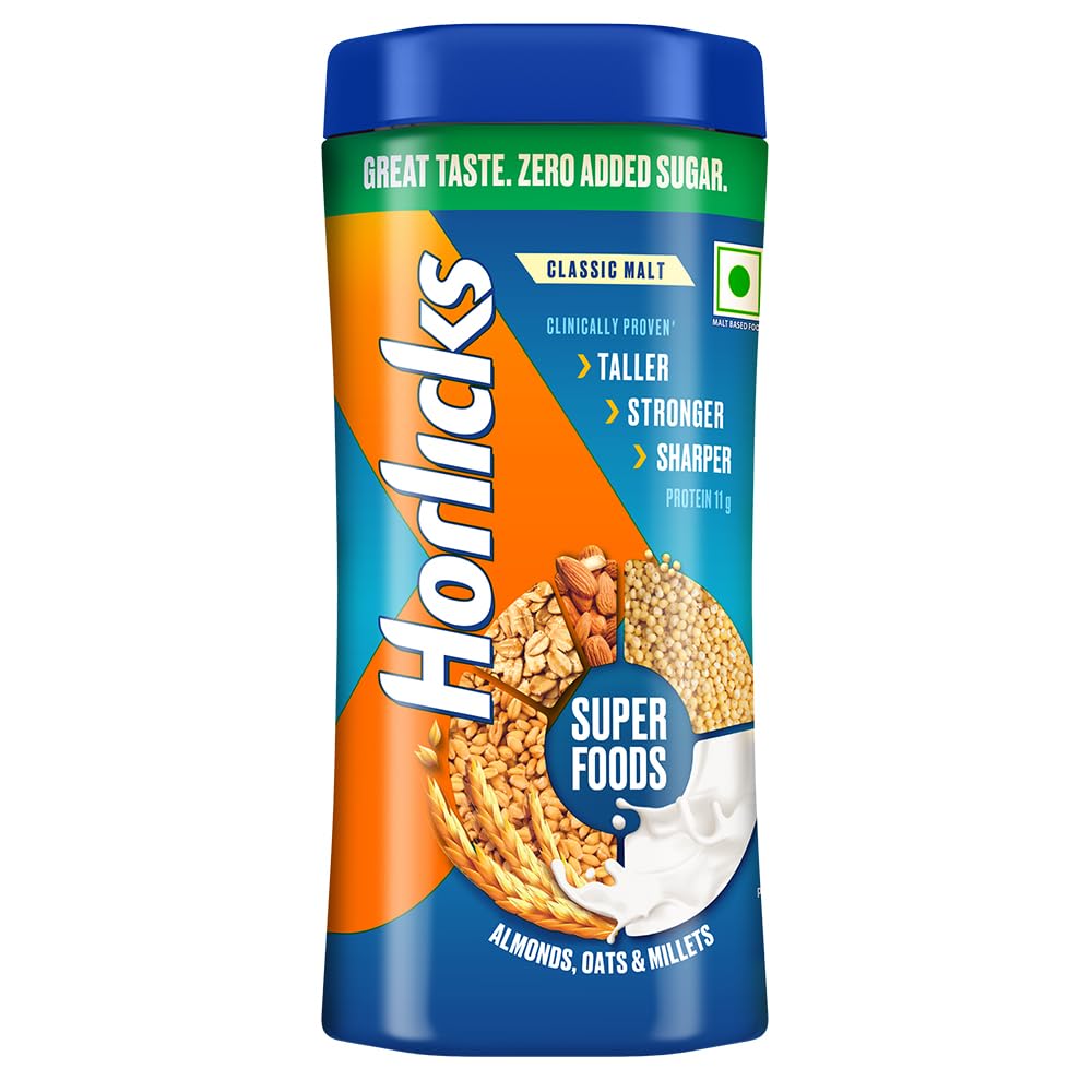 Horlicks No Added Sugar Nutrition Drink jar || 500 g
