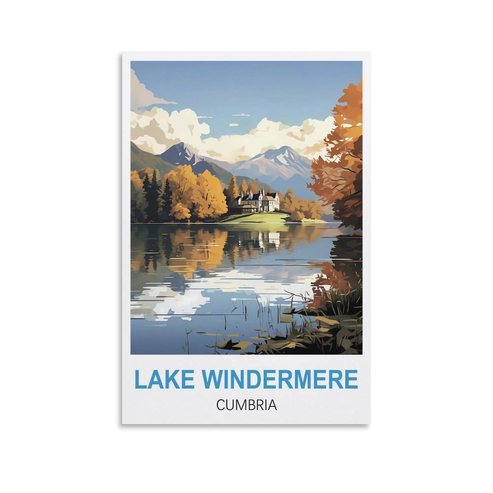 WGMDOEE Lake Windermere Cumbria Vintage Travel Posters 08x12inch(20x30cm) Canvas Poster Living Room Wall Art Home Decor