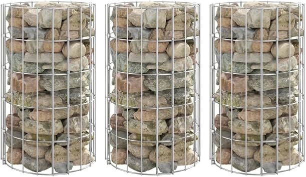 Circular Gabion Raised Beds 3 pcs,Gabion Cage,Gardening Planters,Freestanding Planters,Herb Planters,Garden Decoration,for Gardens,Patios, Terraces,Backyard,Galvanized Steel 11.8"x19.7"