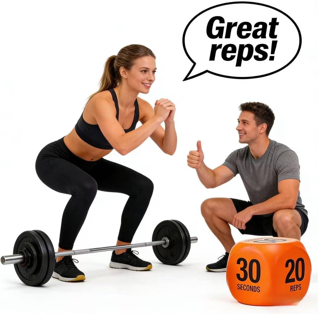 Exercise Dice Set - 2-Piece Workout Dice for Strength Training, Home Gym, Office & Travel Fitness Equipment for Adults and Teens (Orange)