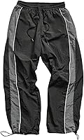 SHENHE Men's Y2K Baggy Parachute Pants - Wide Leg Color Block Hip Hop Streetwear Trousers