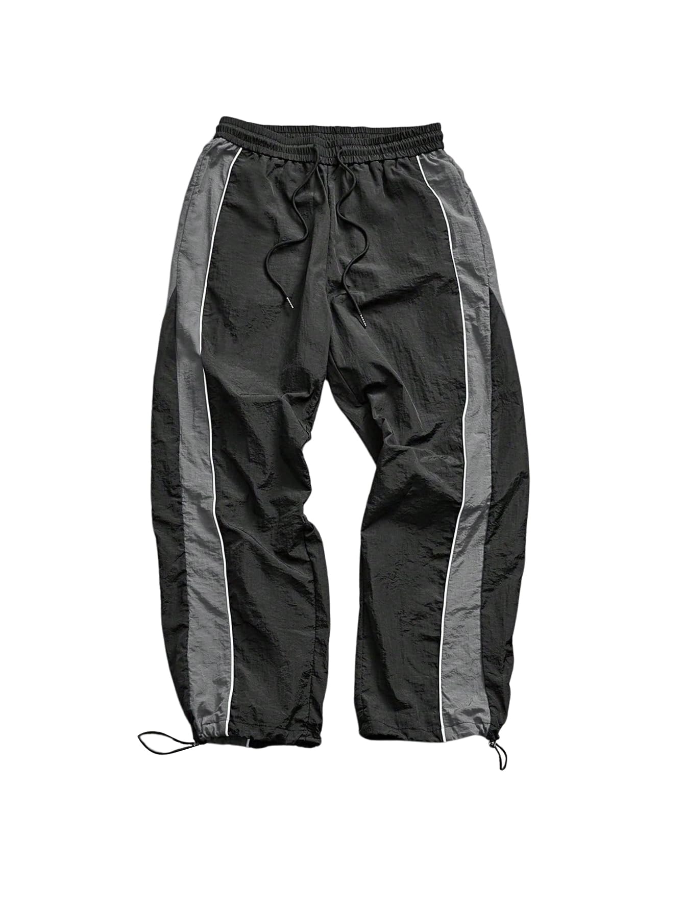 SHENHE Men's Y2k Wide Leg Baggy Parachute Pants Hip Hop Track Trousers Small Black