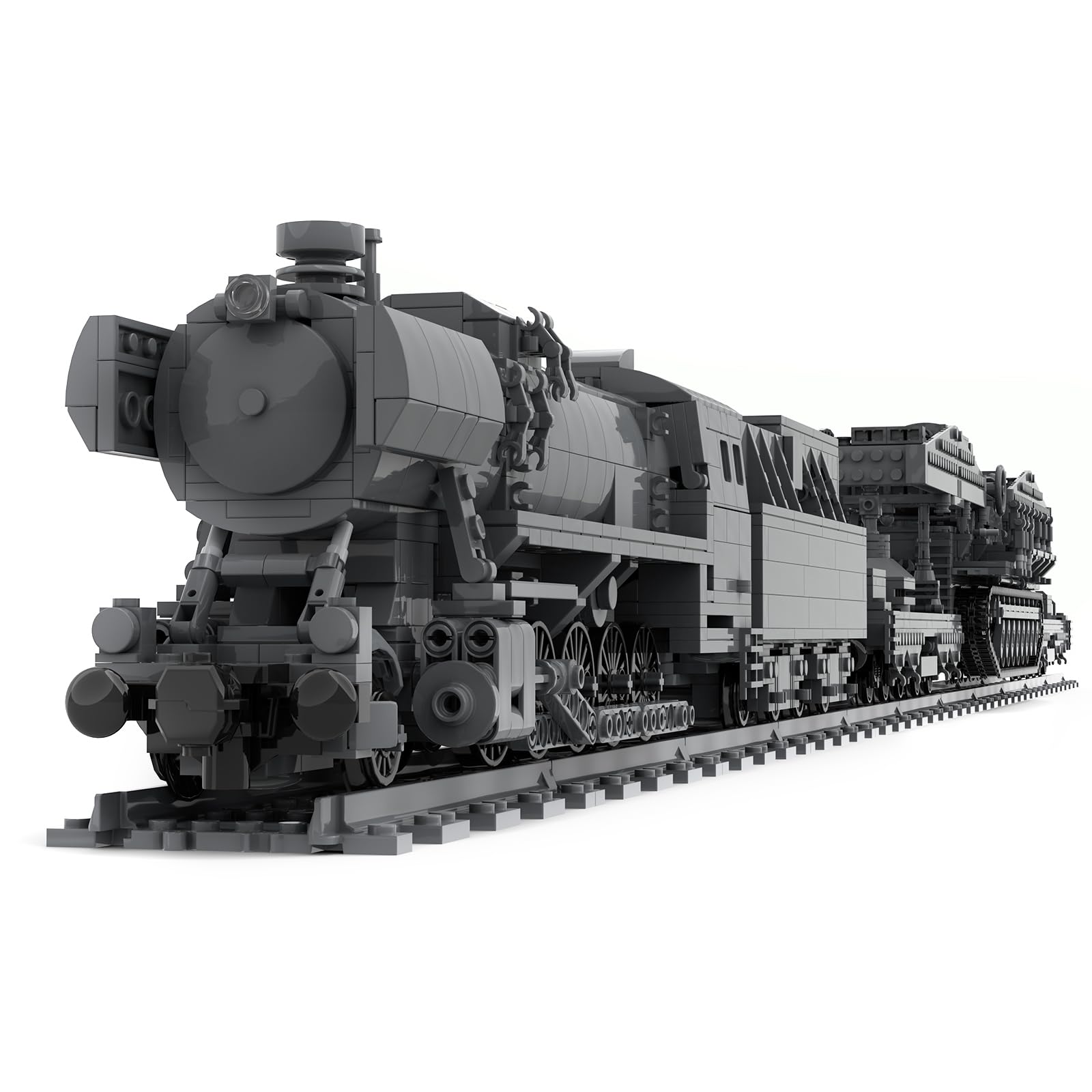 Dampf Zug Eisenbahn Bausteine Set, 2974 Teile MOC Deutsche Carl Selbstfahrlafette Eisenbahntragend Kleinteilige Bauklötze Modell, Geschenk für Erwachsene und Jungen