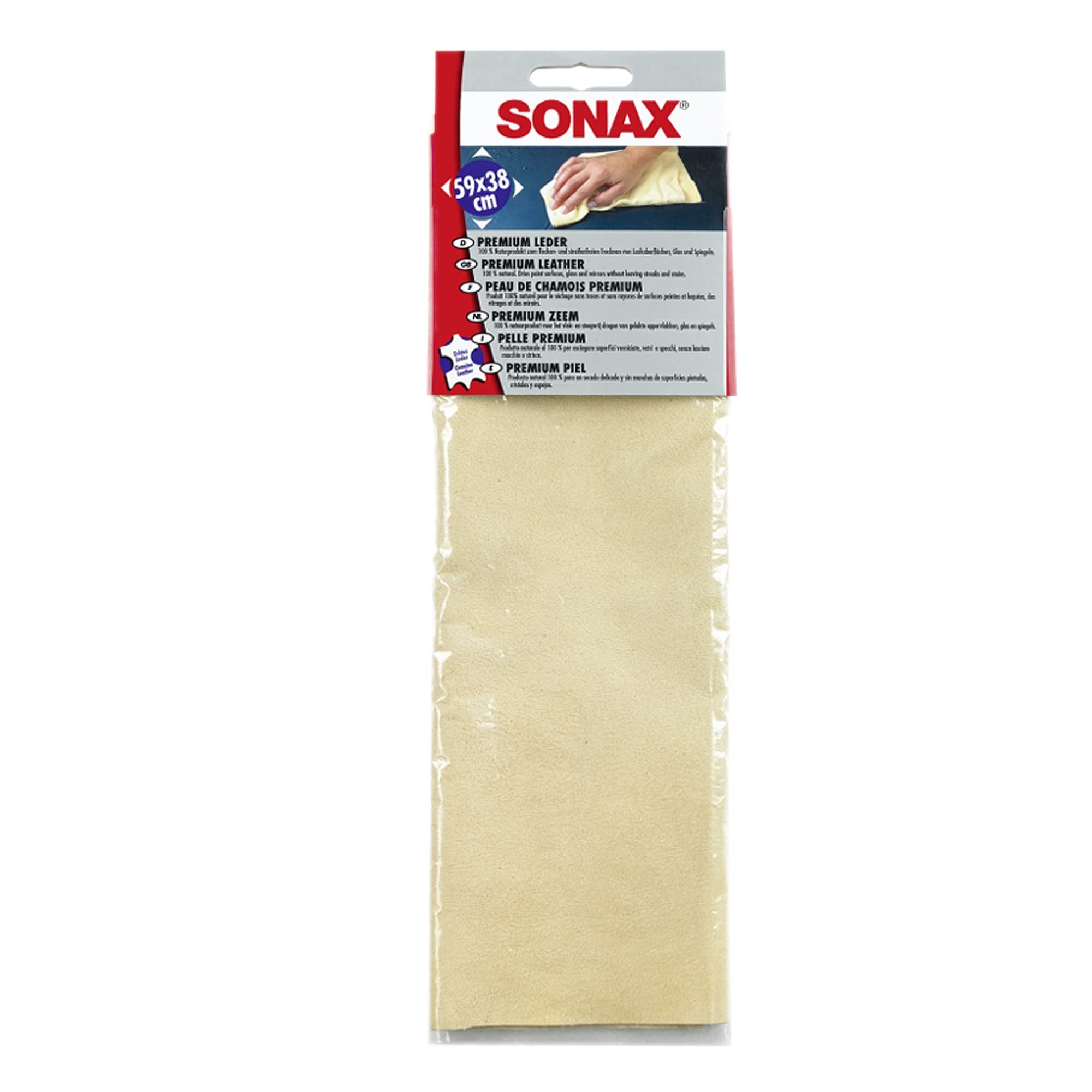 SONAX 6X PREMIUMLEDER Leder Naturleder AUTOPFLEGE Tuch FENSTERLEDER