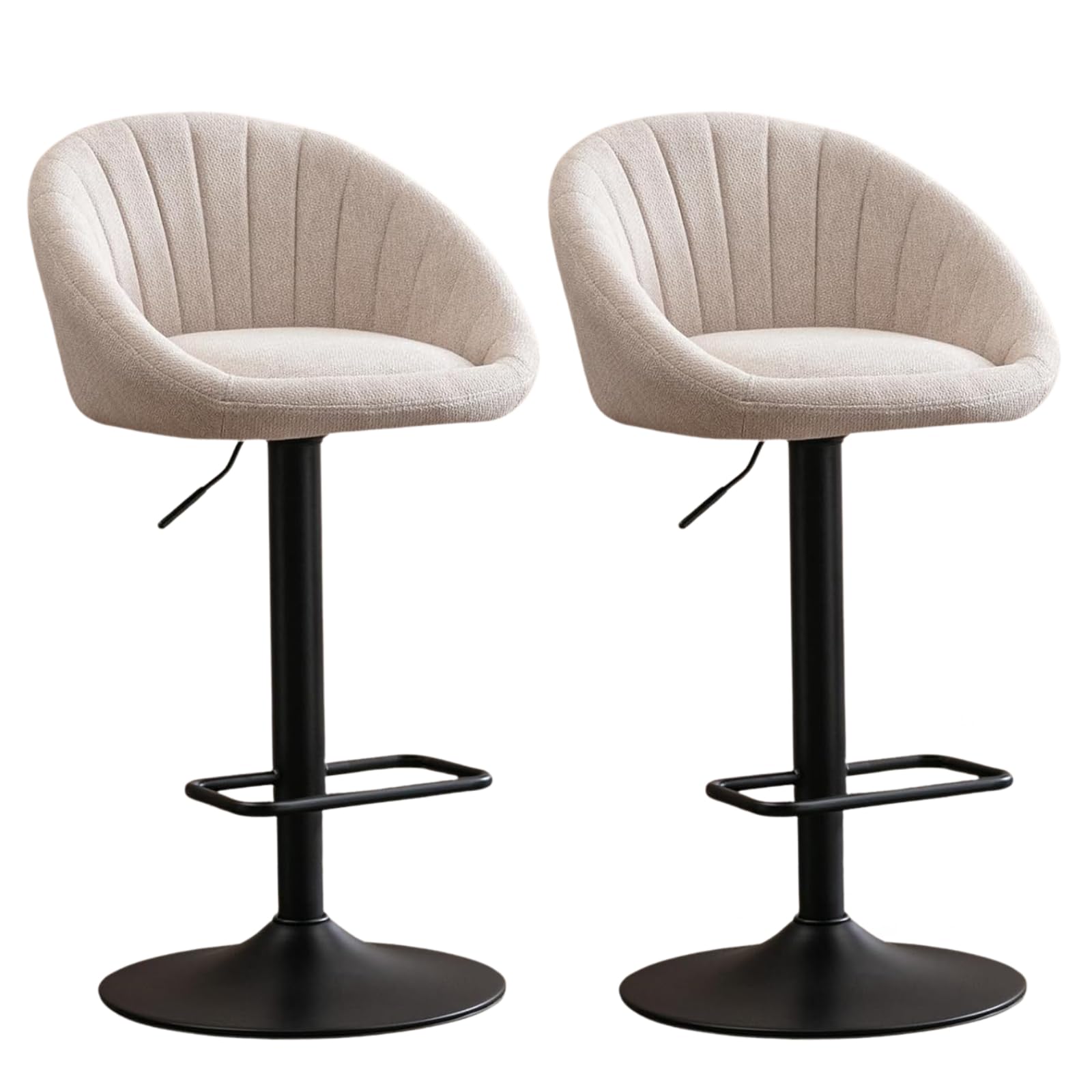 Ya-Home Barhocker 2er Set, Gepolsterter Drehhocker Barstühle höhenverstellbar Küchenhocker aus Handtuch-Stoff Tresenhocker für Küche/Hausbar,Beige