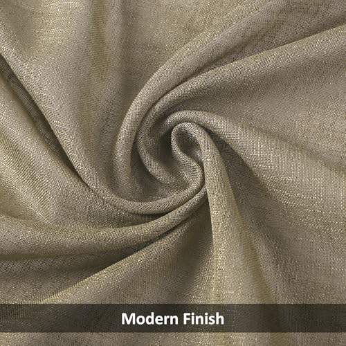Image of Kuber Industries 2 Pcs Polyester Linen Door Sheer Curtain 7 Feet for Home Decor | 8 Eyelet with Curtain Multiple Use for Living Room /Bedroom | Plain - Chikoo