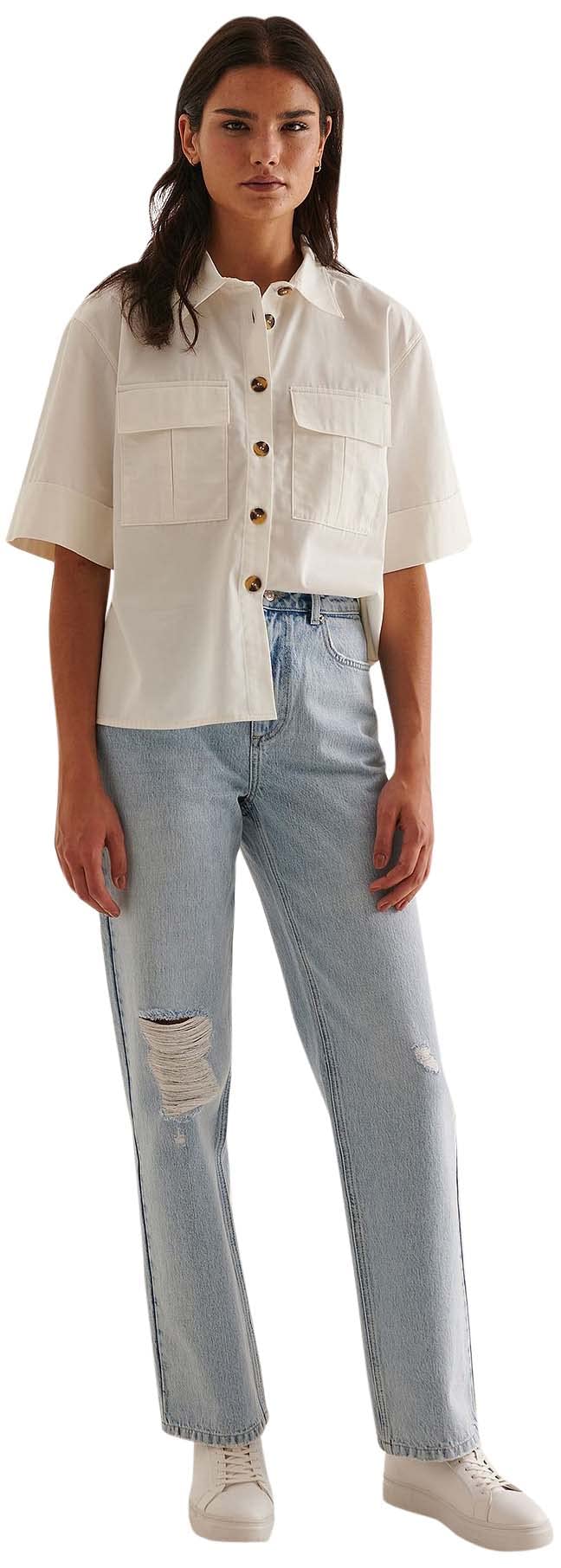NA-KD oversized pocket shirt, ecru, EU 36