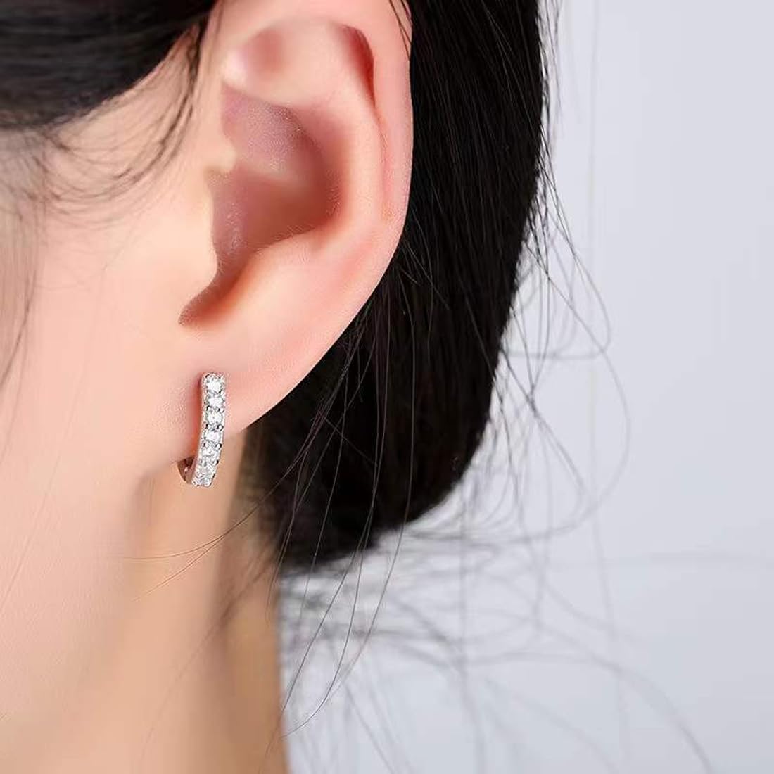 3 Paia Orecchini A Cerchio In Argento Per Donna – Piccoli 6/7/8 Mm – Ipoallergenici In Acciaio Inox Con Zirconia – Per Dormire