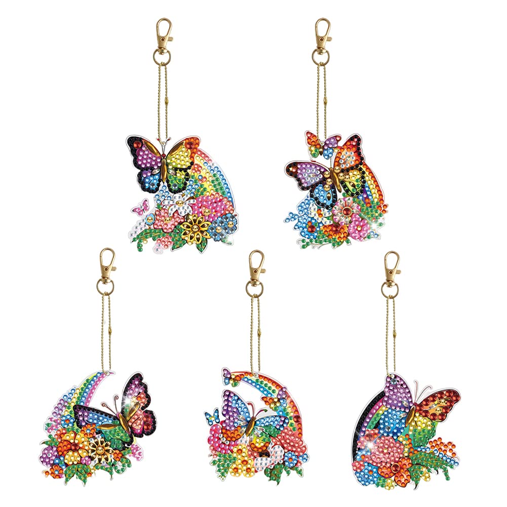 Kit DIY Porte-Clés Diamant 5D - 75x63 Mm - Strass En Résine, Poignée Et Plateau Inclus - Création Mosaïque