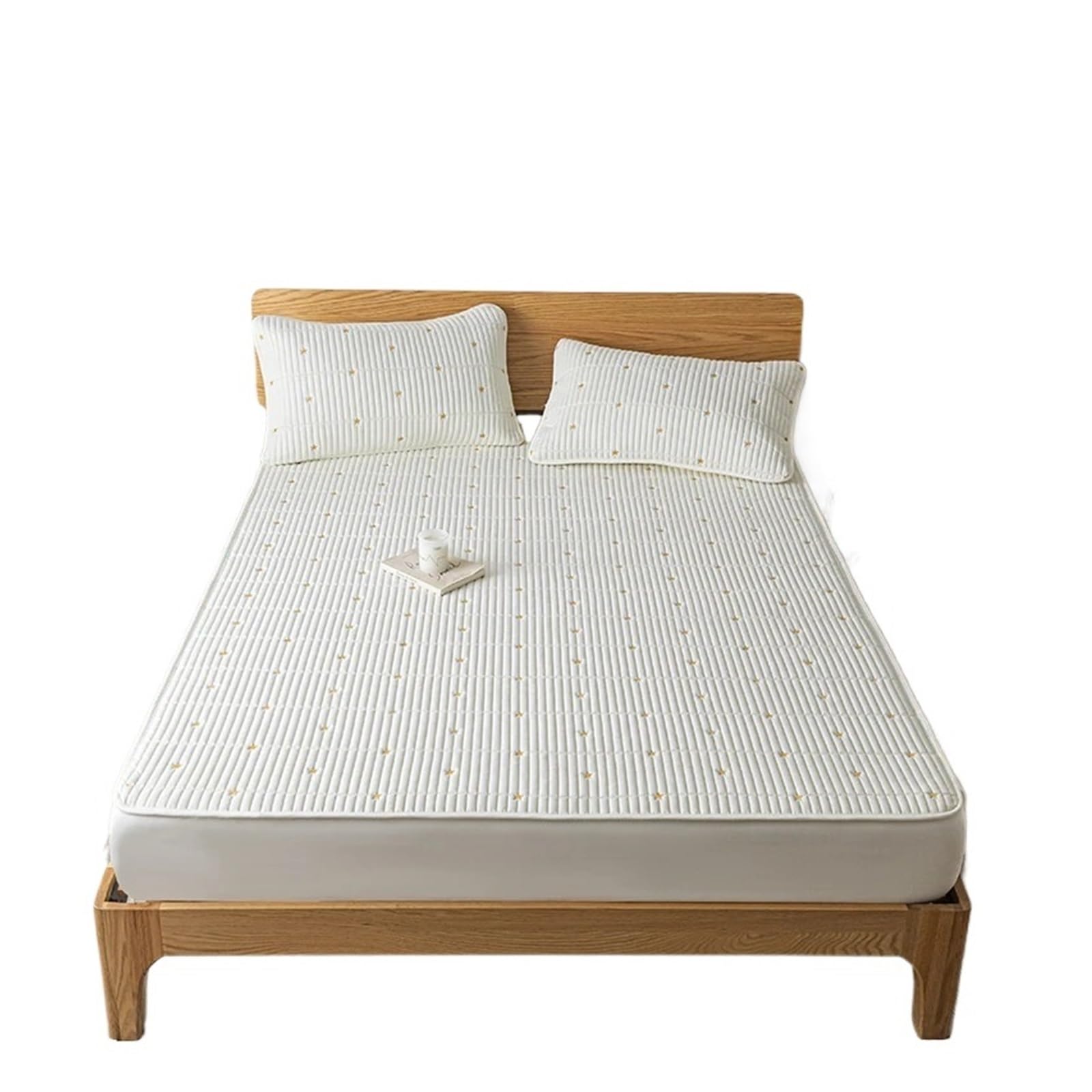 Protège Couette imperméable Protecteur de Matelas imperméable brodé, Drap-Housse Doux for la Peau, Couvre-lit matelassé, 150/160/180/200/220(150x190x30cm)