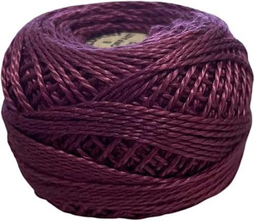 Valdani Perle - Hilo de bordar de algodón, tamaño 8, bola de 72 yardas, color cereza 82