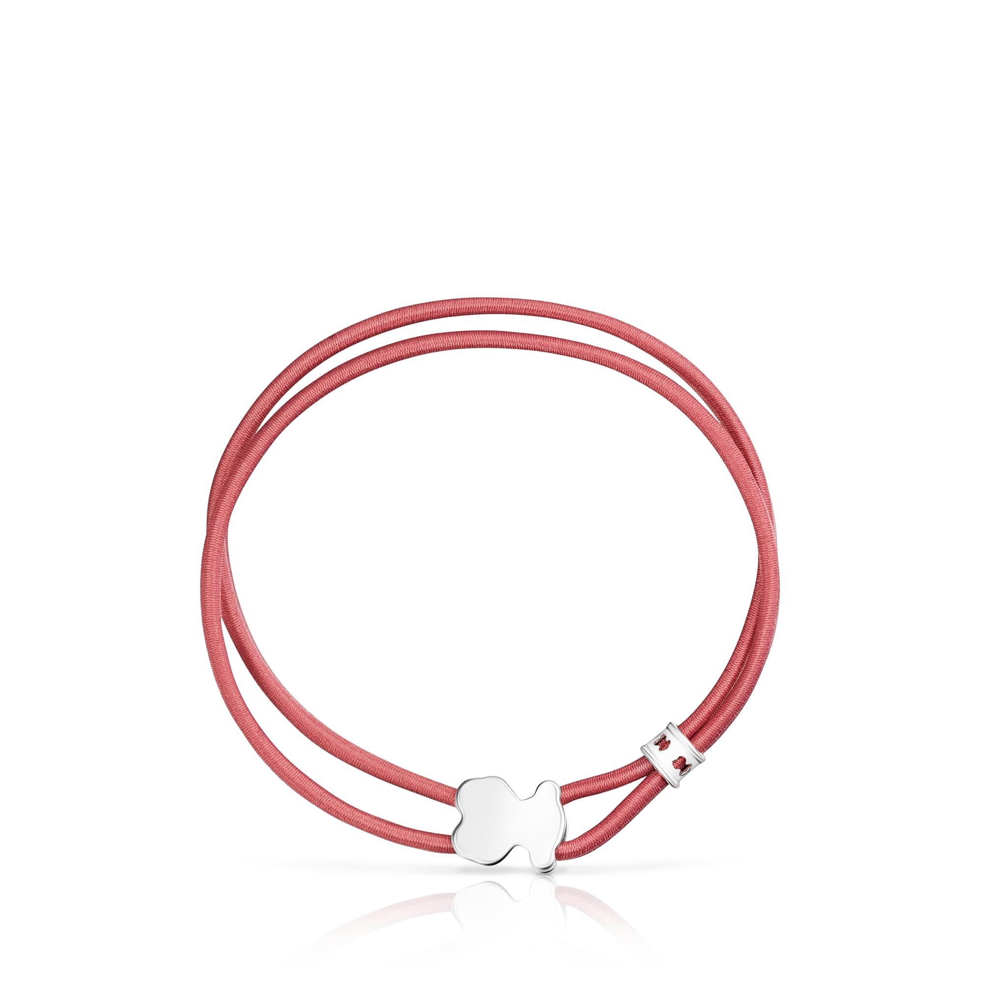 TOUS Pulsera Elástica en Rosa para Mujer con Motivo de Osos En Plata de Primera Ley 1,1cm, 17 cm de Largo, Simple y Versátil, Colección Sweet Dolls