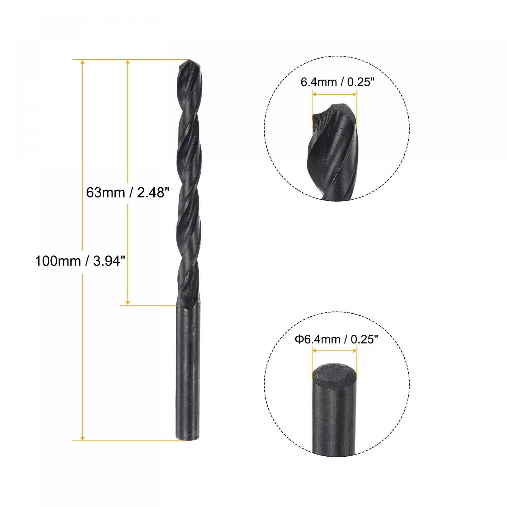 Spiralbohrer 6,6 Mm, Hochgeschwindigkeitsstahl, Schwarz Oxidiert – Länge 110 Mm, Für Metall, Holz & Kunststoff