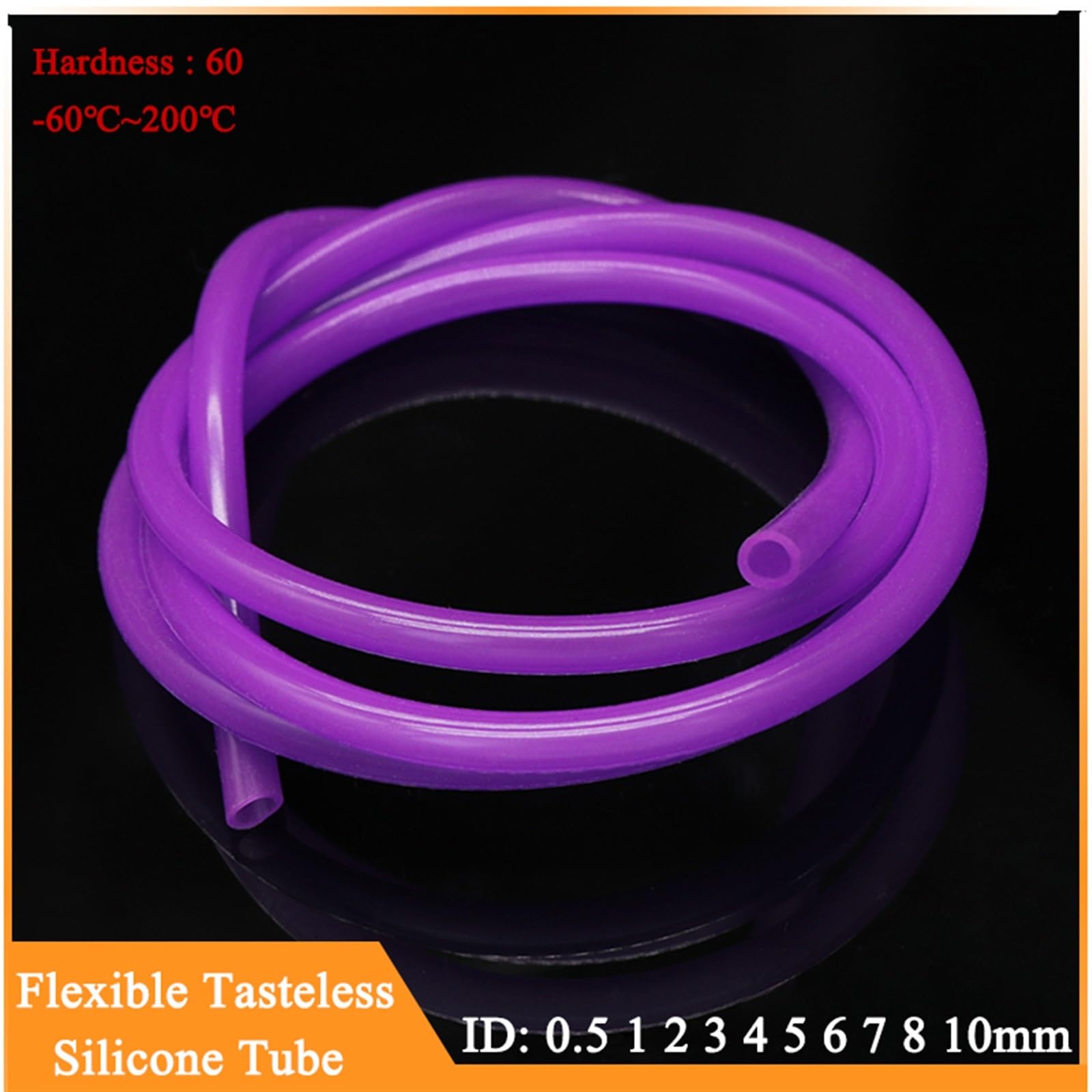 Manguera de silicona de grado alimenticio morada de 1/5/10/20 m, diámetro interior x diámetro exterior, diámetro interior 0,5, 1, 2, 3, 4, 5, 6, 7, 8, 10 mm, tubo flexible de silicona Manguera de Gaso