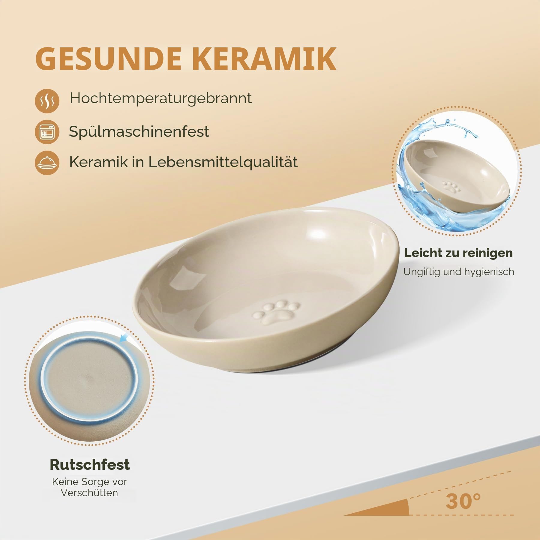 Havniva Erhöhter Keramik-Fressnapf für breites Schnurrhaar, Futter- und Wassernapf 2-Stile, verstellbar, Anti-Schnurrhaar, Müdigkeit (2 Schalen + 2 Flache Schalen + Ständer
