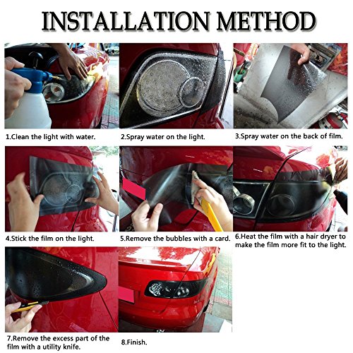 Image of 1797 Car Light Tint Film Headlight Fog Light Taillight Red Tinted Vinyl Tail Back Color Sticker Self Adhesive Shiny Chameleon Accessories Parts 48''x12'' 1pc