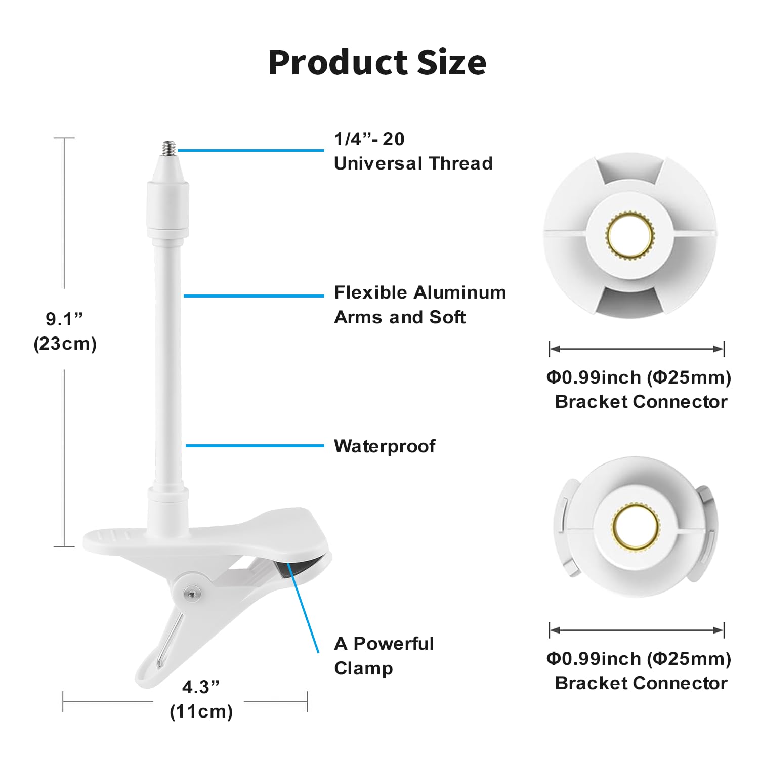 Tonton Baby Monitor Mount, Flexible Clip Clamp, Compatible with HelloBaby/Eufy Cameras, Stainless Steel & Silicone, White - Image 4