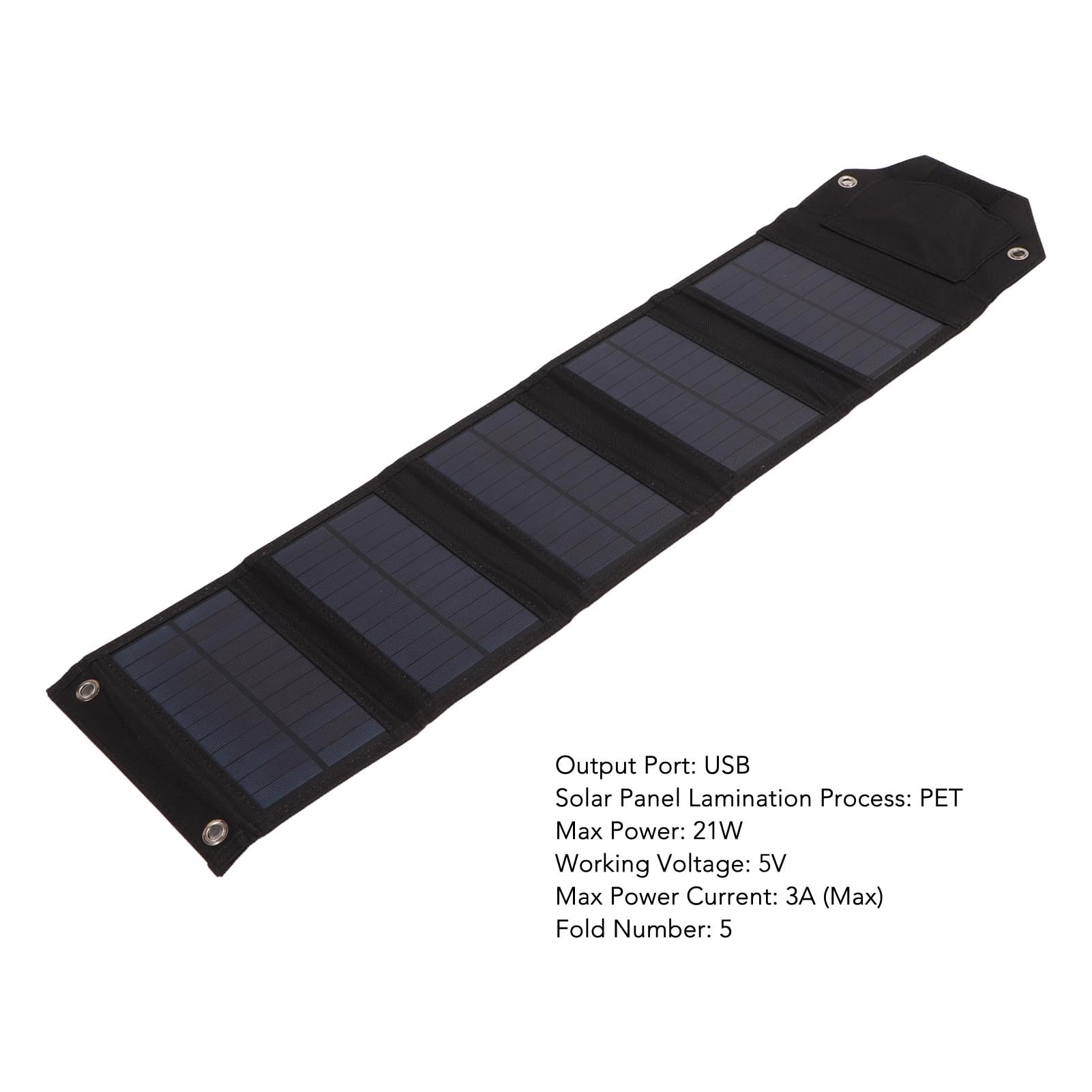 Solar Charger Power Bank IP67 5V 3A 21W Cargador de Panel Solar Plegable Portátil Panel de Emergencia de ETFE ETFE, para Teléfonos Móvil (SPB5Z B Negro)