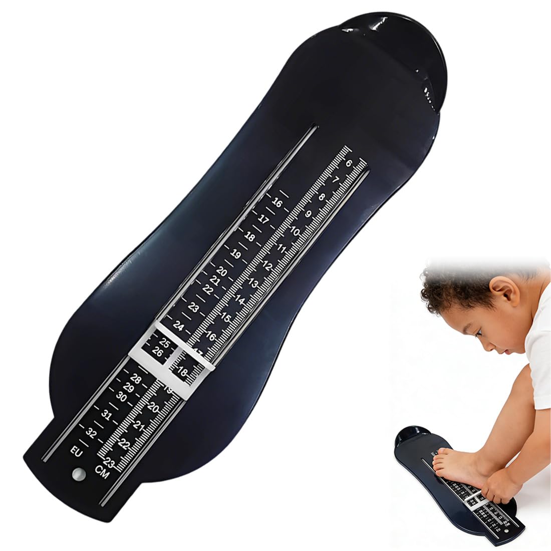 1 Pièce Appareil De Mesure De Longueur De Pied Et Pointure Pour Enfants Fußmessgerät Kinder En Plastique Outil Idéal Pour Déterminer La Pointure Des Enfants Noir (25.8X8.8 Cm)