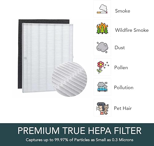 Miniatura 3 de Filtro S HEPA de repuesto - Compatible con purificador de aire Winix C545 - Reemplaza el filtro Winix S 1712-0096-00 (1 HEPA + 4 filtros de carbono)