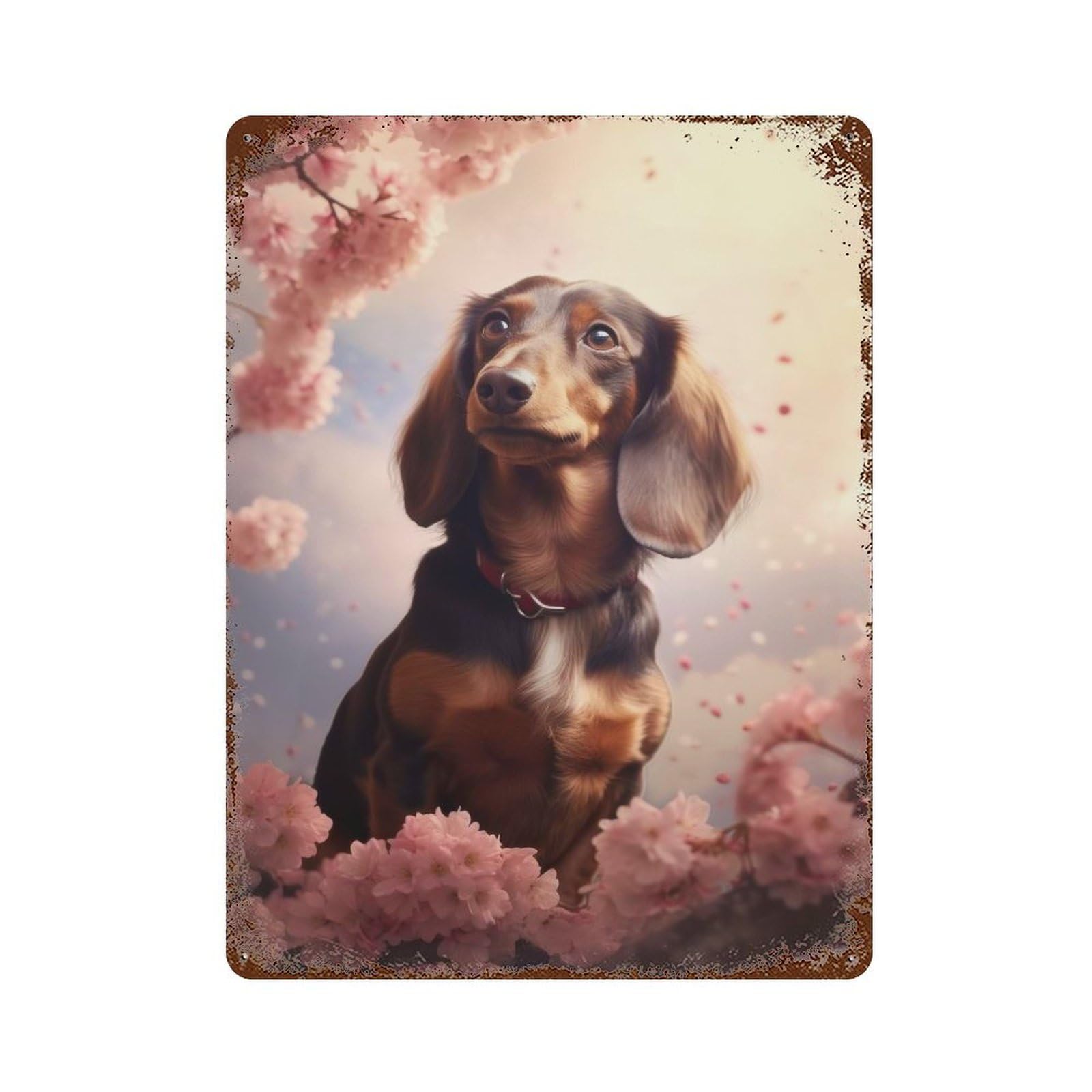 Rust Effect Dachshund Dog Weathered Tin Sign 15.7"x11.8", Shabby Chic Decor for Cafe, Home Bar And Lounge Decor