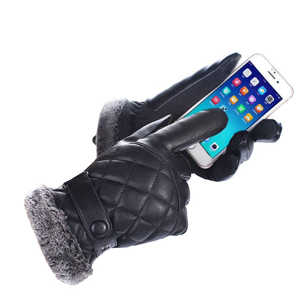 DaMuZ Men Warm Leather Gloves Winter Touchscreen Gloves All Fingers Texting Gloves Driving Motorcycle Gloves Work Gloves Palm Circumference 21~23cm (8.26~9 Inches)