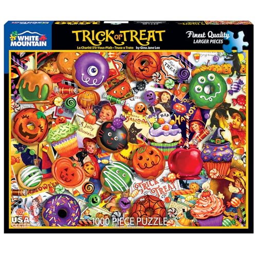 Rompecabezas White Mountain de 1000 piezas, temática Halloween y otoño: 'Trick or Treat', piezas grandes, regalo para adultos y familia, 24" x 30" miniatura 1