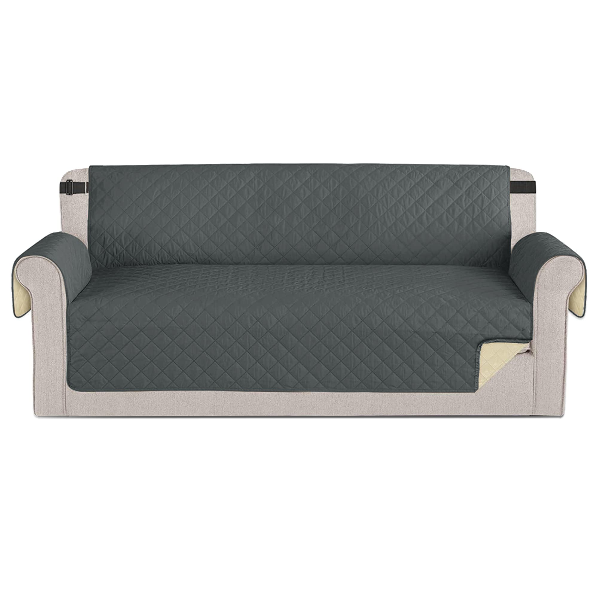 Time to Sparkle 1Pack Sofa Cover 3 seater Sofa Slipcover Reversible Sofa Cover Water Resistant Couch Cover with Foam Sticks Elastic Straps Furniture Protector for Kids, Dogs, Pets - Black