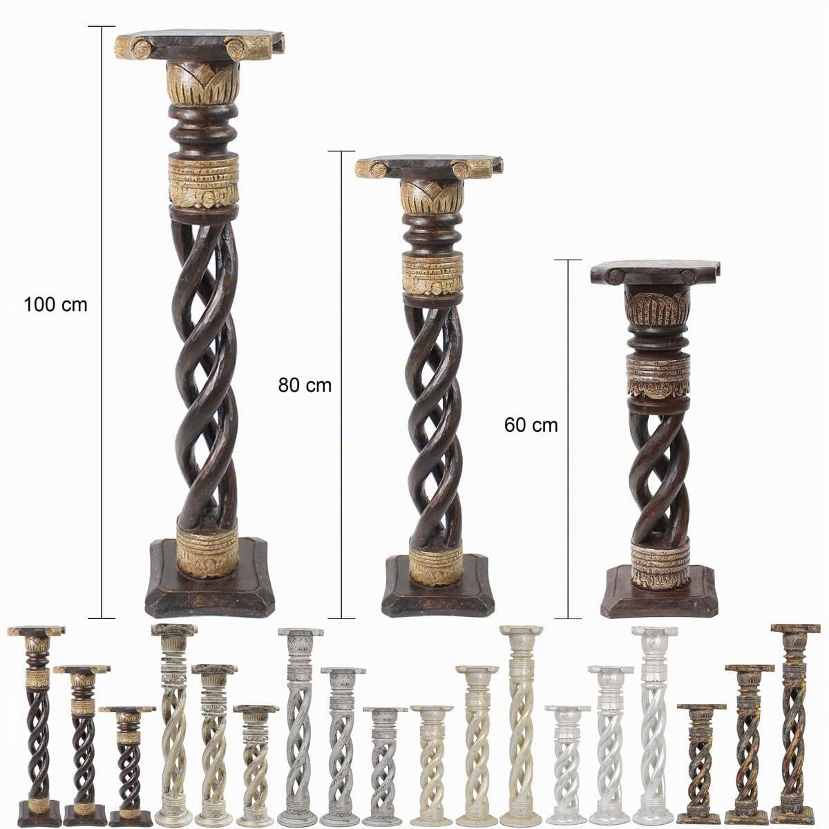Säule Blumensäule Dekosäule Ständer Sockel Podest Blumenständer Gedreht Holz 3 Größen & viele Farben, Farbe:Dunkelbraun, Größe:Mittel