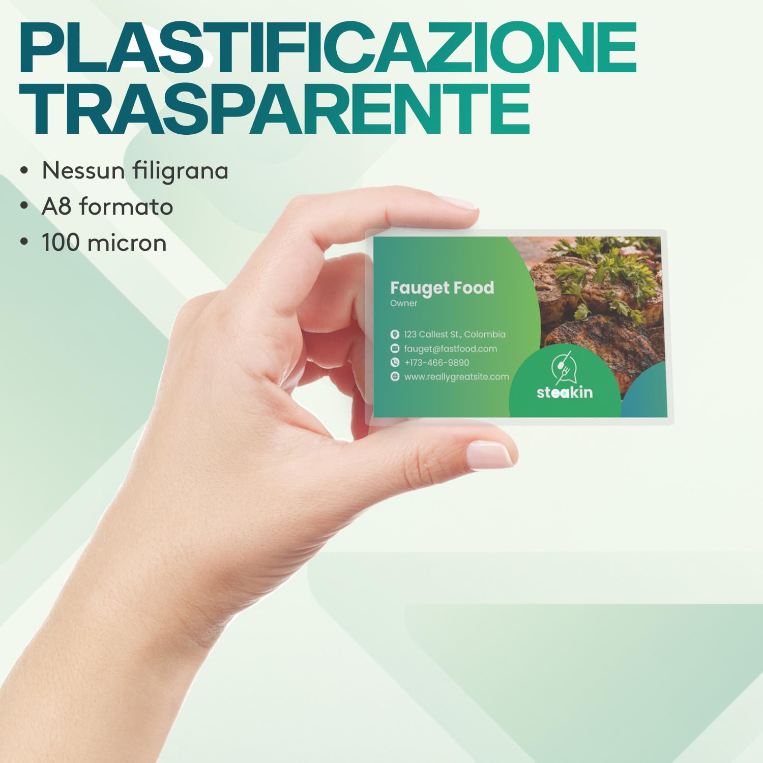 ACROPAQ Fogli plastificatrice A8 100 mic 100 pezzi Lucido Formato biglietto da visita